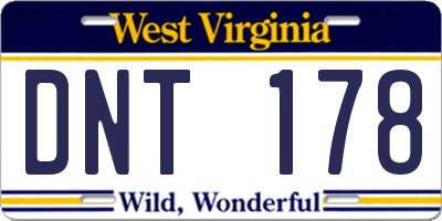 WV license plate DNT178