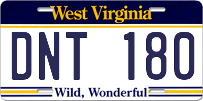 WV license plate DNT180