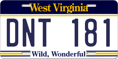 WV license plate DNT181