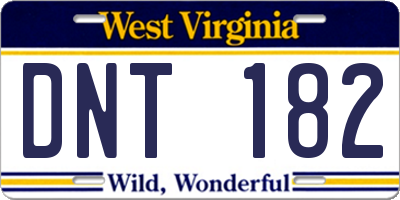 WV license plate DNT182