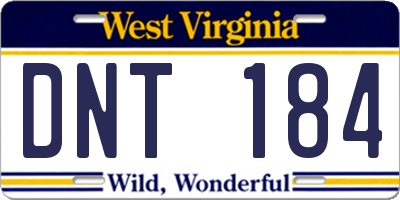WV license plate DNT184