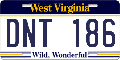 WV license plate DNT186