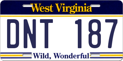 WV license plate DNT187