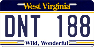 WV license plate DNT188