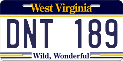 WV license plate DNT189