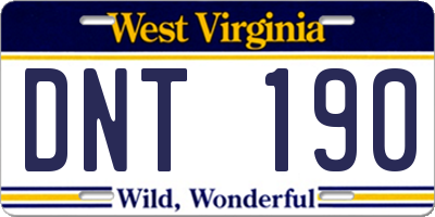 WV license plate DNT190