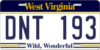 WV license plate DNT193