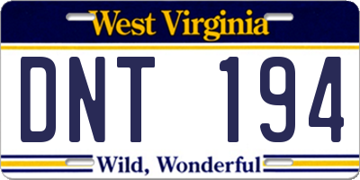 WV license plate DNT194