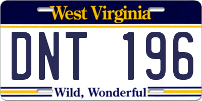 WV license plate DNT196