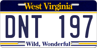 WV license plate DNT197