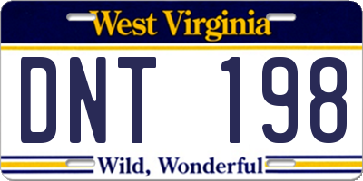 WV license plate DNT198