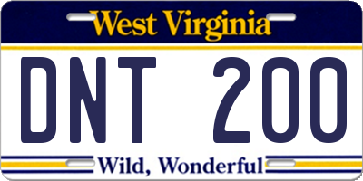 WV license plate DNT200