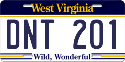 WV license plate DNT201