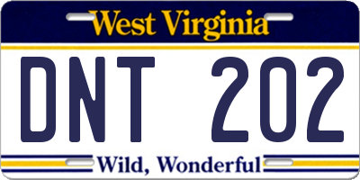 WV license plate DNT202
