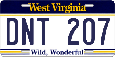 WV license plate DNT207