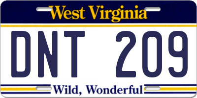 WV license plate DNT209