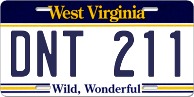 WV license plate DNT211