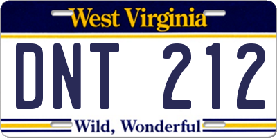 WV license plate DNT212