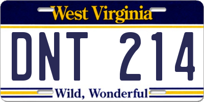 WV license plate DNT214