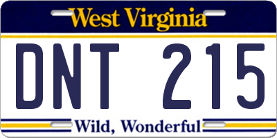 WV license plate DNT215