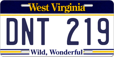 WV license plate DNT219
