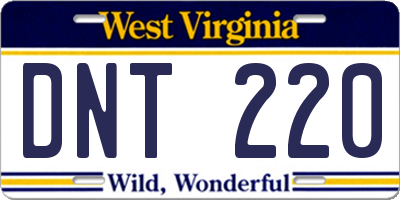 WV license plate DNT220