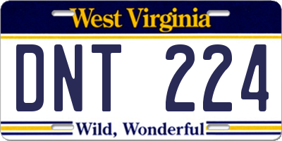 WV license plate DNT224
