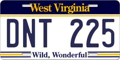 WV license plate DNT225