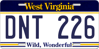 WV license plate DNT226