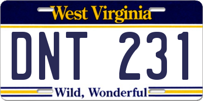 WV license plate DNT231