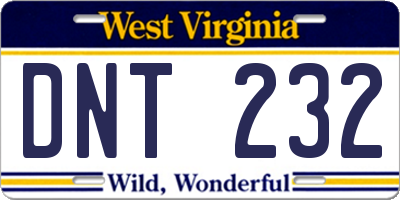 WV license plate DNT232