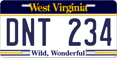 WV license plate DNT234
