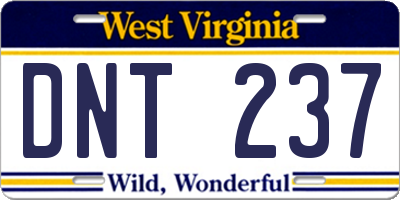 WV license plate DNT237