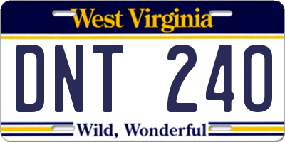 WV license plate DNT240