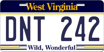 WV license plate DNT242