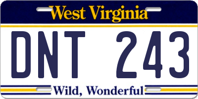 WV license plate DNT243