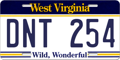 WV license plate DNT254