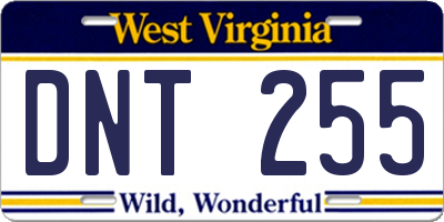 WV license plate DNT255