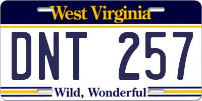 WV license plate DNT257