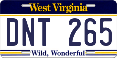 WV license plate DNT265
