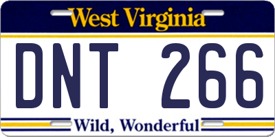 WV license plate DNT266