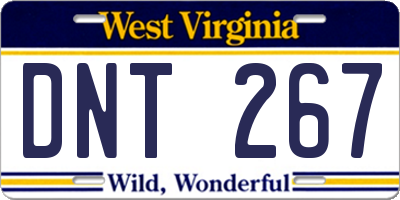 WV license plate DNT267