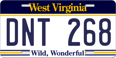 WV license plate DNT268