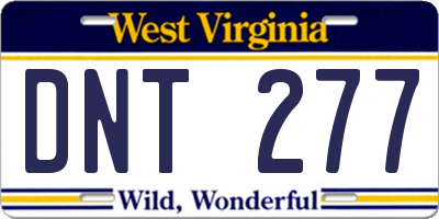 WV license plate DNT277