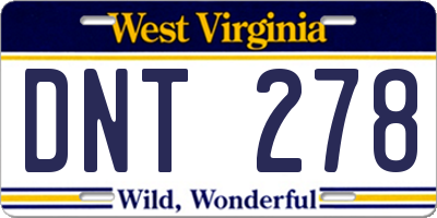 WV license plate DNT278