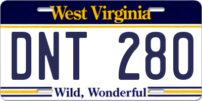 WV license plate DNT280