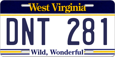 WV license plate DNT281