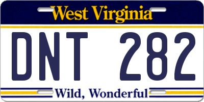 WV license plate DNT282