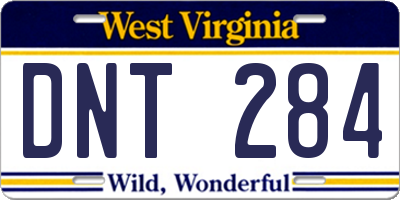 WV license plate DNT284