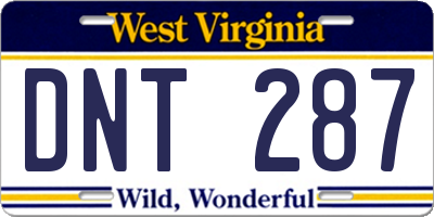 WV license plate DNT287